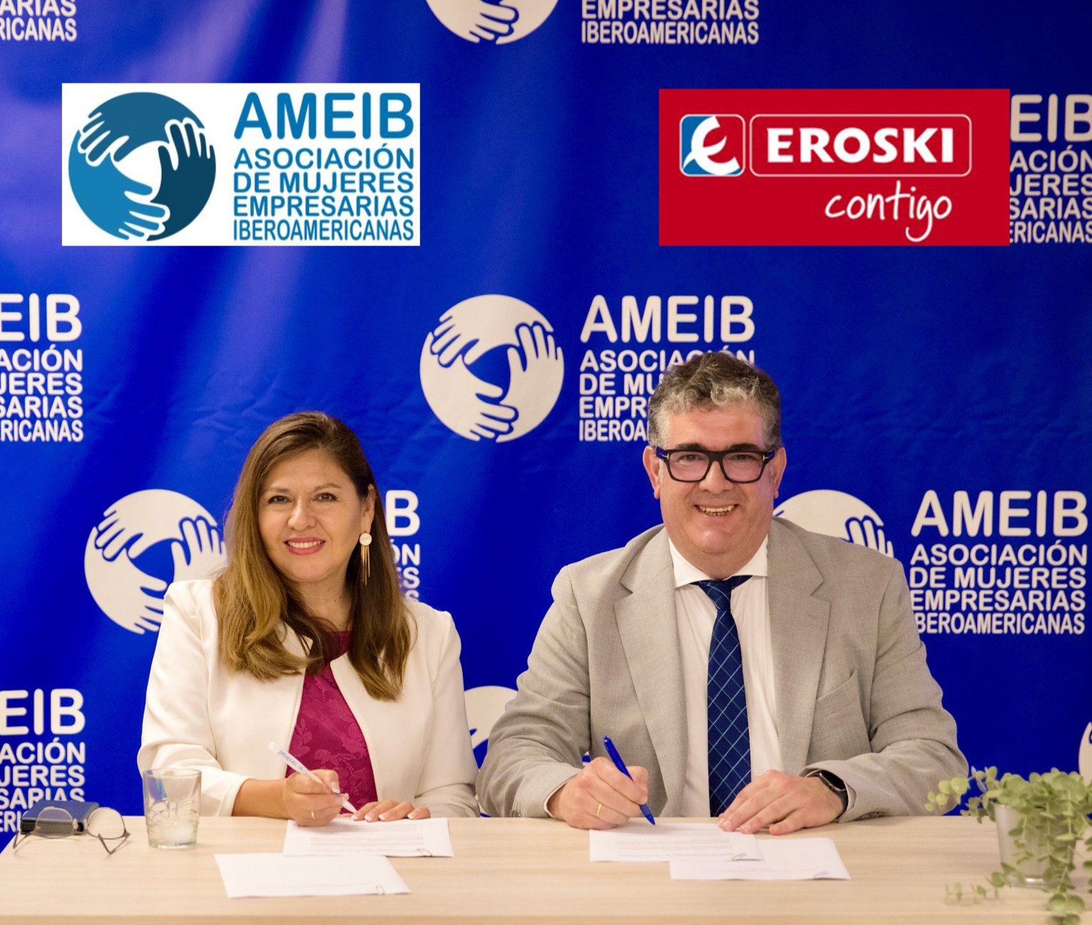 EROSKI y AMEIB firman un acuerdo para impulsar el emprendimiento de mujeres empresarias iberoamericanas a través de su red de franquicias
